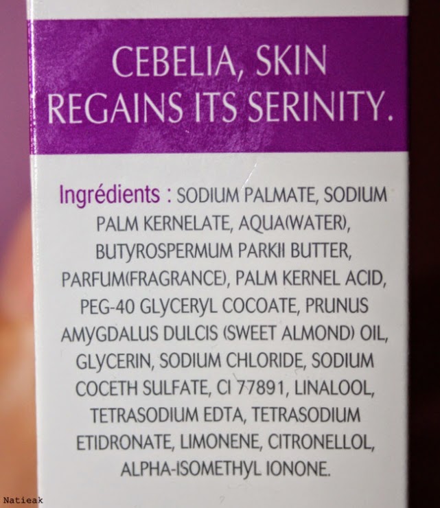 Composition du savon visage et corps de Cebelia.