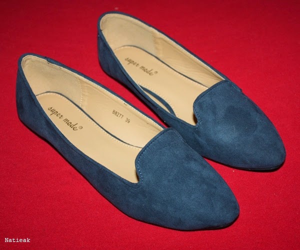 Ballerine bleu en simili dain