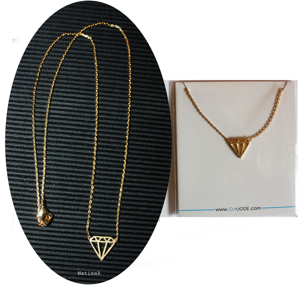 Collier tendance motif diamant plaque or Tina de CL Mode