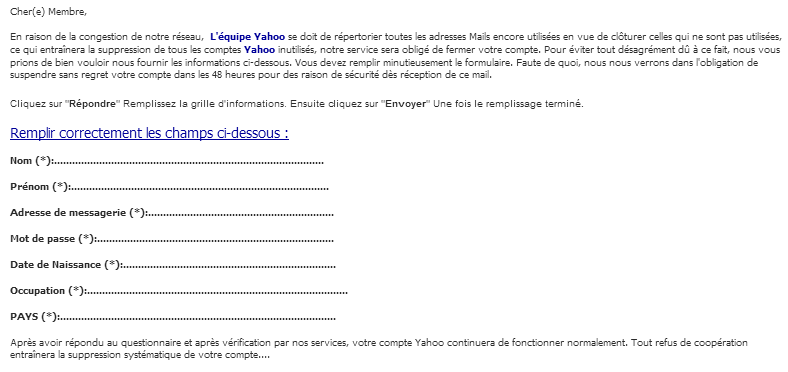 Les arnaques par Email 