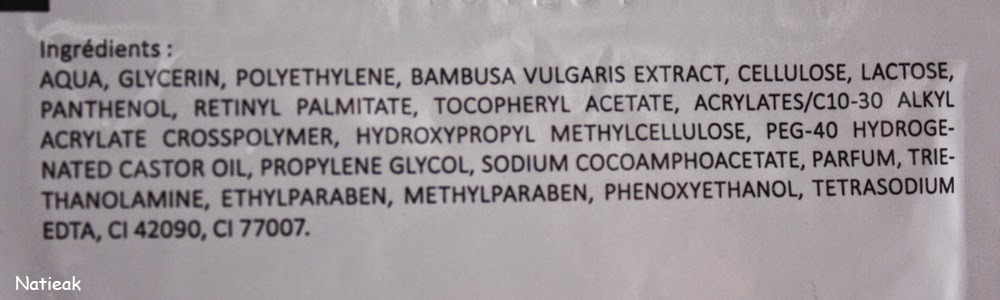 Gel exfoliant bambou Gamme Must Beautélive composition