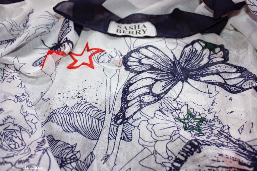 foulard Blue butterfly