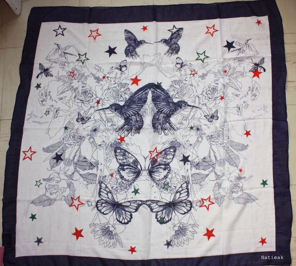 foulard Blue butterfly