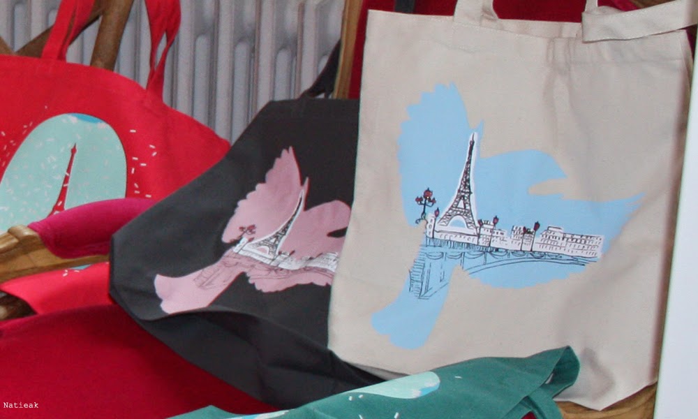 cabas avec l'oiseau bleu Tour Eiffel.