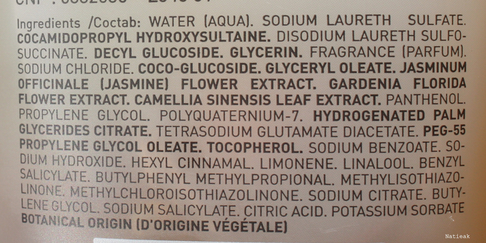 composition Gel douche sensoriel aux trois fleurs blanches de Lierac