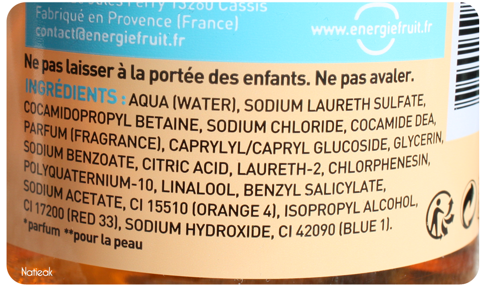 composition gel douche & shampoing gourmande