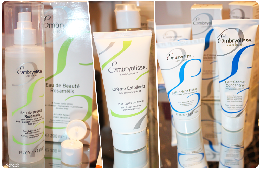 eau de beauté Rosamélis, crème exfoliante et lait crème fluide de Embryolisse: