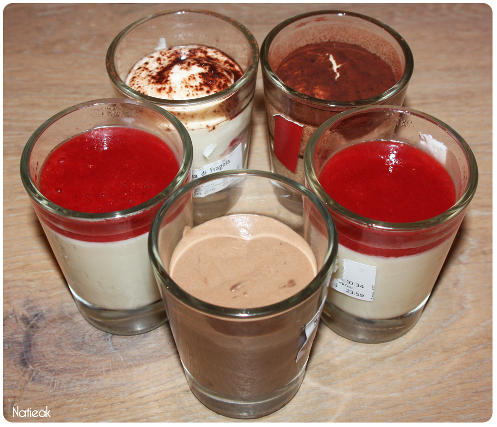 mousse au chocolat, Pana Cotta et tiramisu 