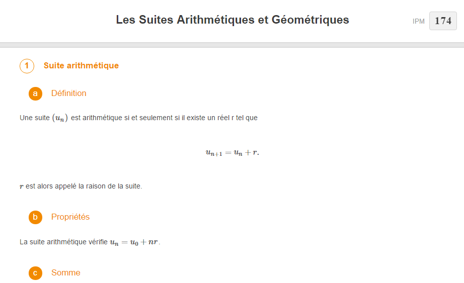 fiches de révisions du site Mathrix