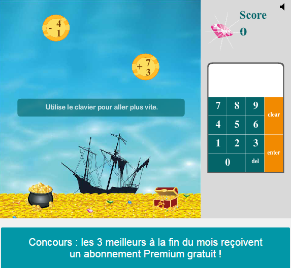 jeu de calculs mentals du site Mathrix