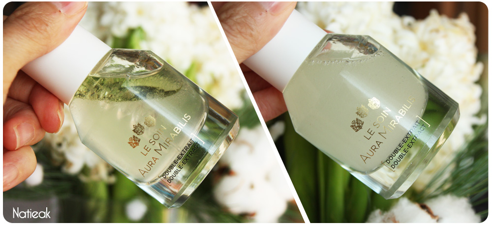 La texture est bi-phasée du Double-extrait de Roger & Gallet