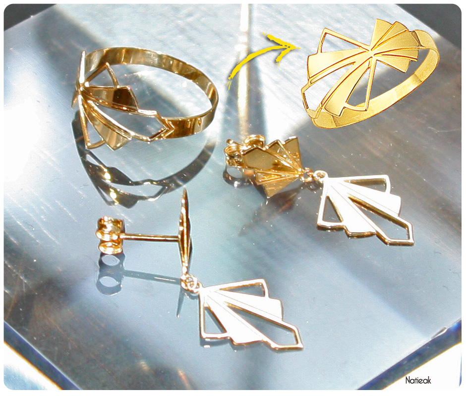 bijoux année folle E.Leclerc: bague et boucle d'oreille