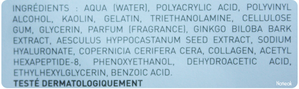 composition Masque Facial Lifting hydratant hydrogel de Joliderm