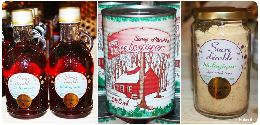 sirop , beurre et sucre d'érable