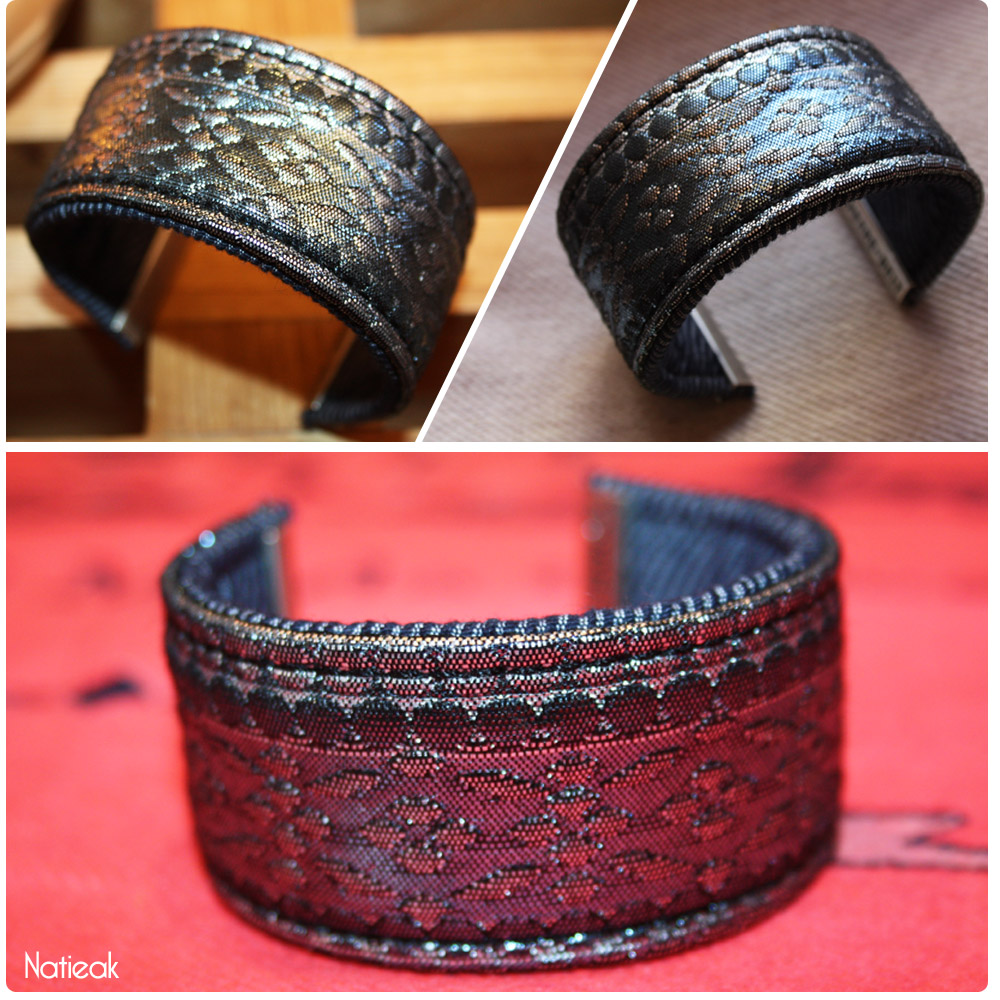 bracelet Goldonna argent tissu jacquard 100% français Tonnerre de Belt
