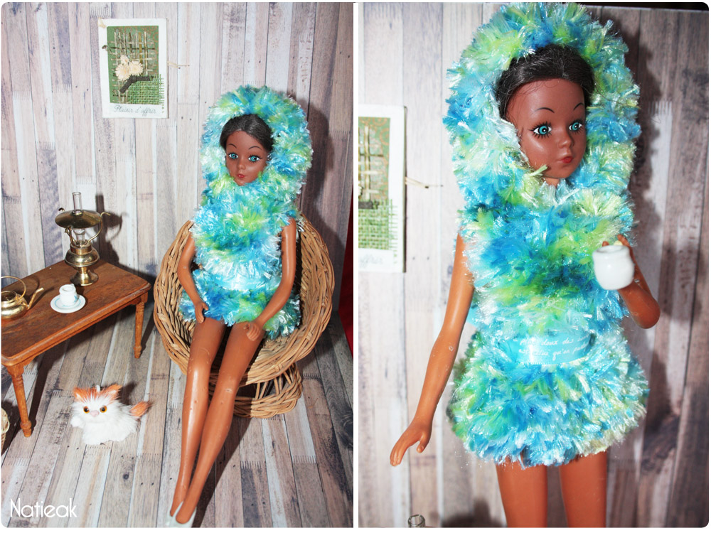 DIY tenue pilou à capuche en tricot pour poupée