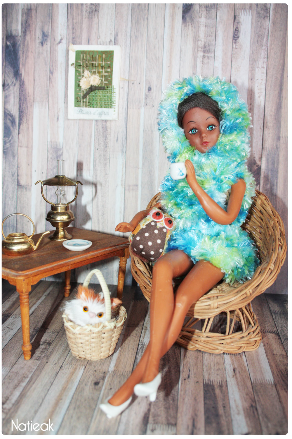 robe pilou à capuche en tricot pour Dolls