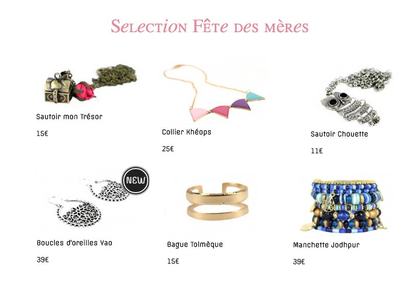 selection de bijoux fêtes des mères Bijoux Chérie