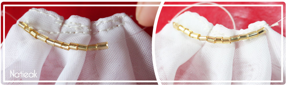 ajouter des perles sur une robe de barbie