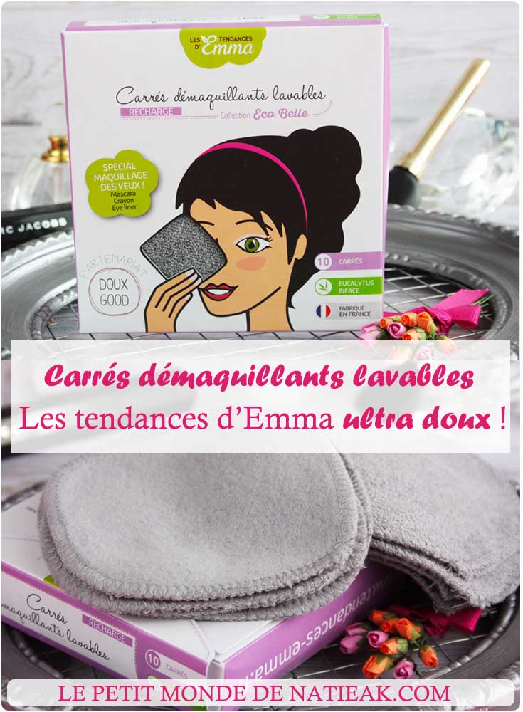 carrés démaquillants lavables gris spécial yeux de Les tendances d'Emma