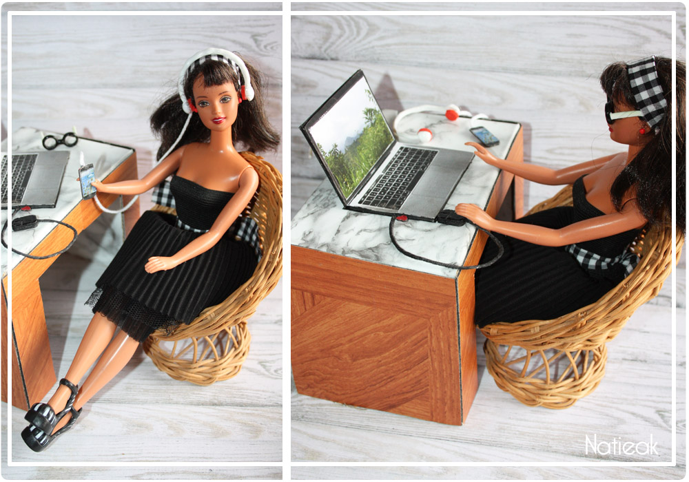 ordinateur,téléphone, souris bureau pour barbie