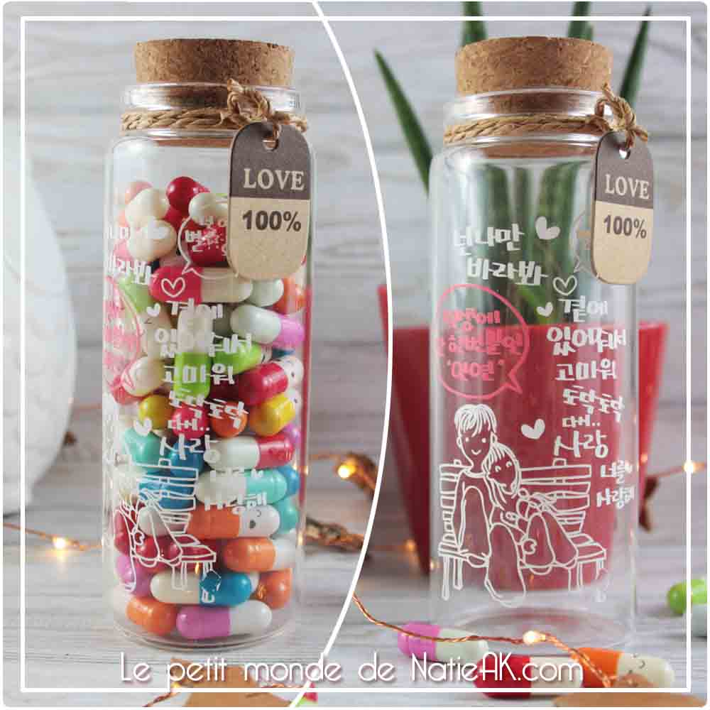 Mini Flacon En Verre avec message Saint-Valentin