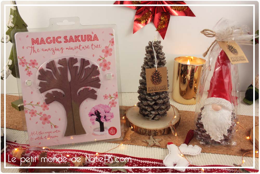 Arbre Sakura,bougie scintillante et bougie lutin