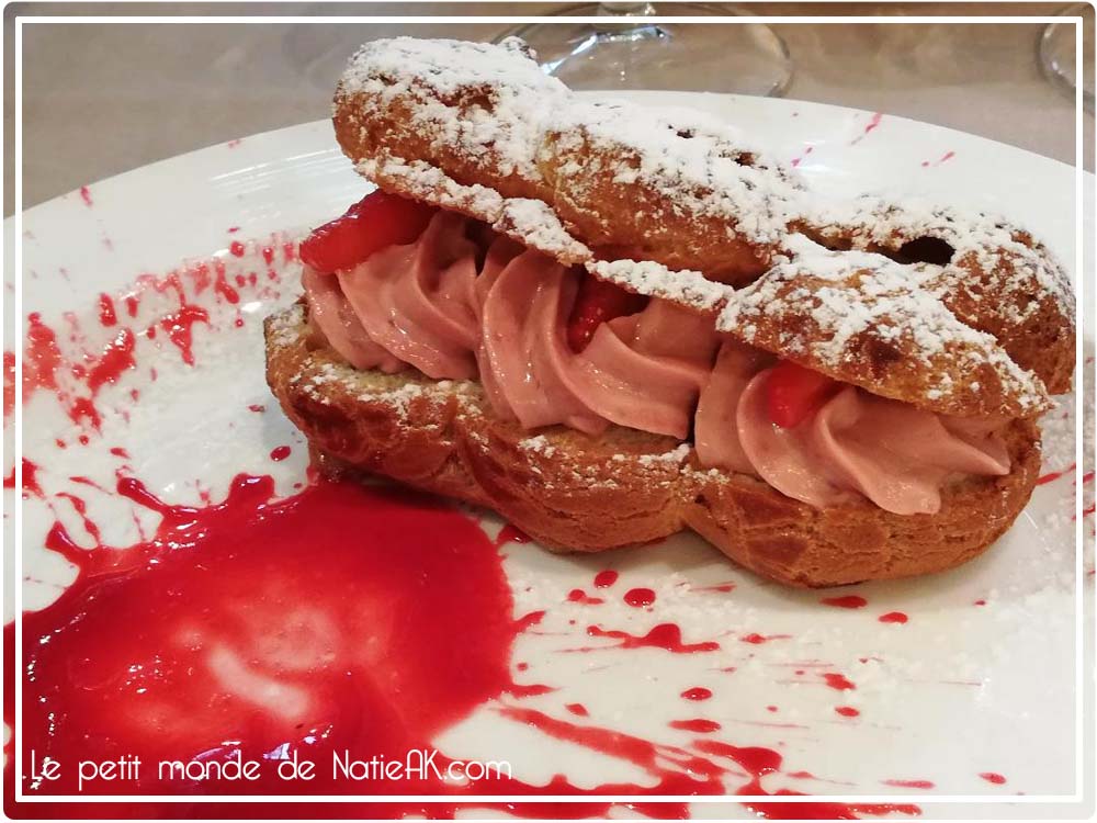 Paris Brest Rhubarbe et fraise Bouillon Racine