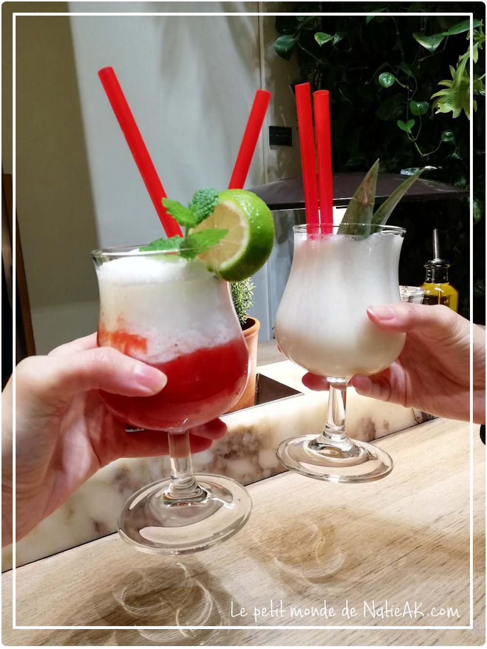 boisson fruits rouges et Pina colada