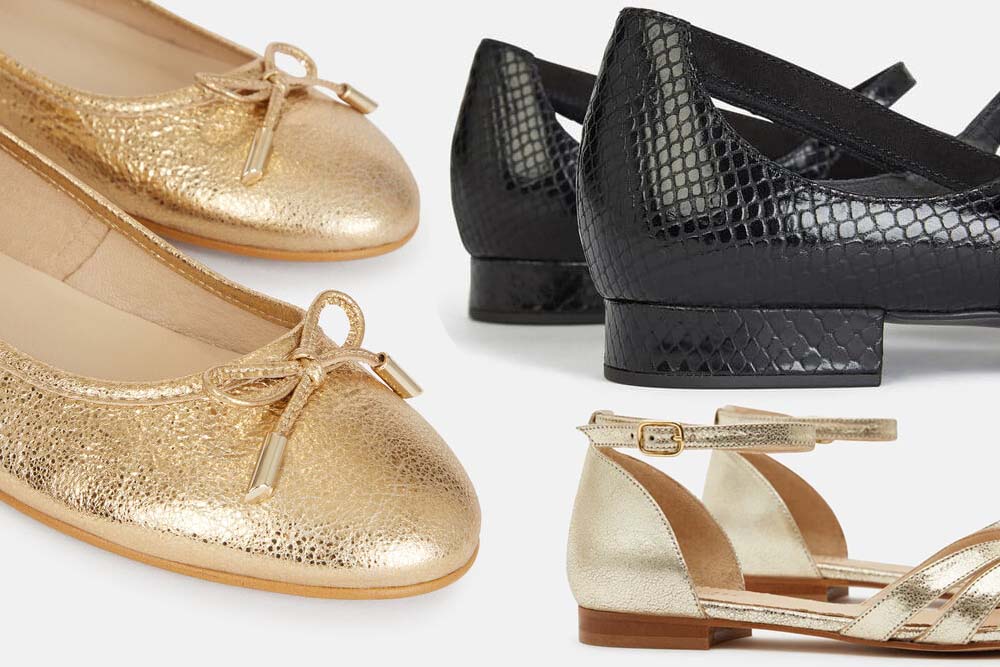 ballerine dorée à sangle