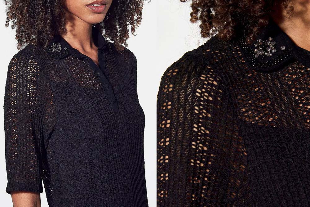 poll noir femme avec coll strass