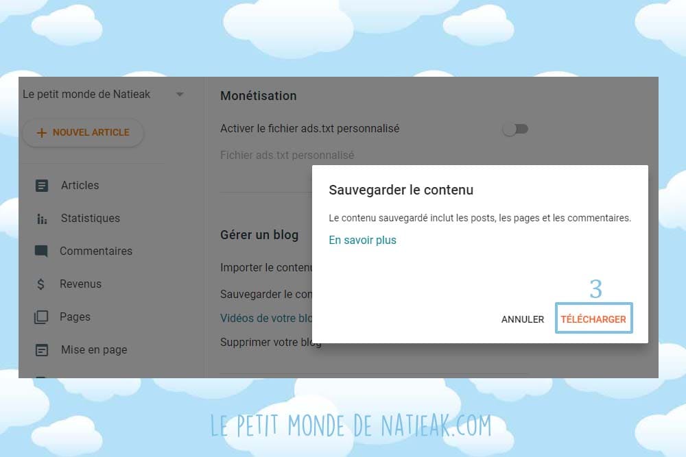 Sauvegarder exporter son blog Blogger 2022