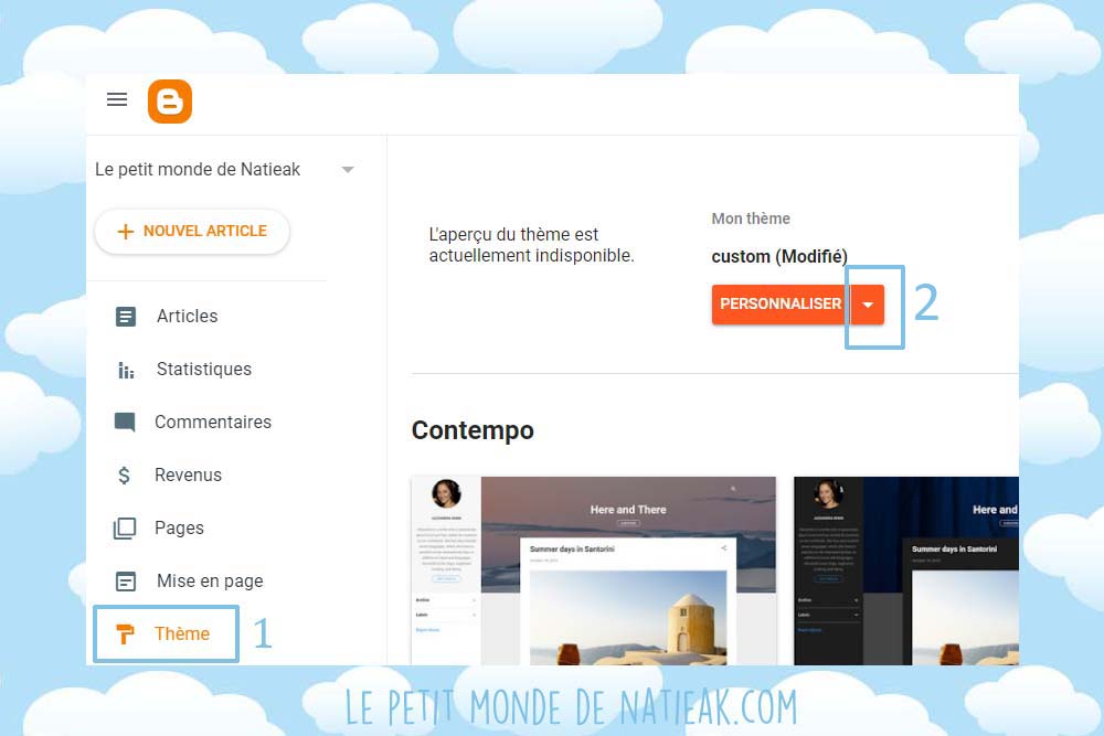 Commençons par sauvegarder le thème sur blogger