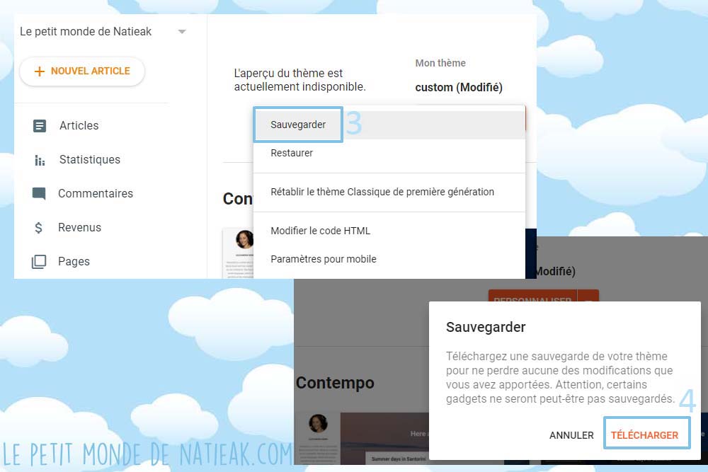 Sauvegarder & Importer thème blog blogger