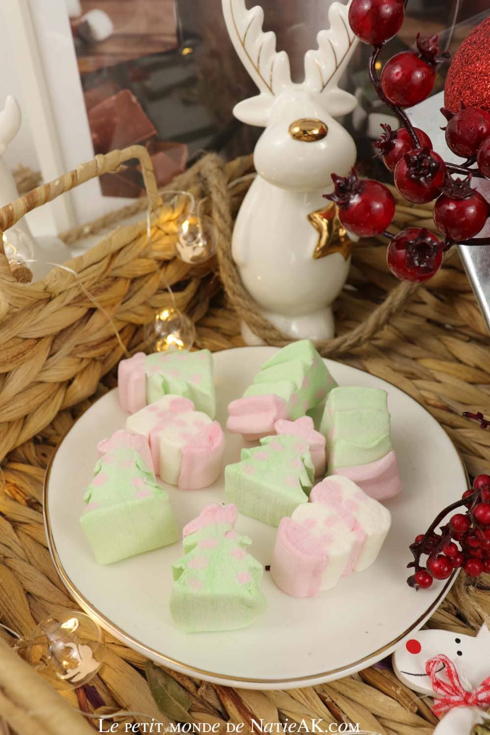 guimauve de Noël sapin et bonhomme de neige