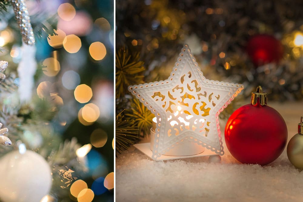 amiance de noël scintillante avec des bougies LED