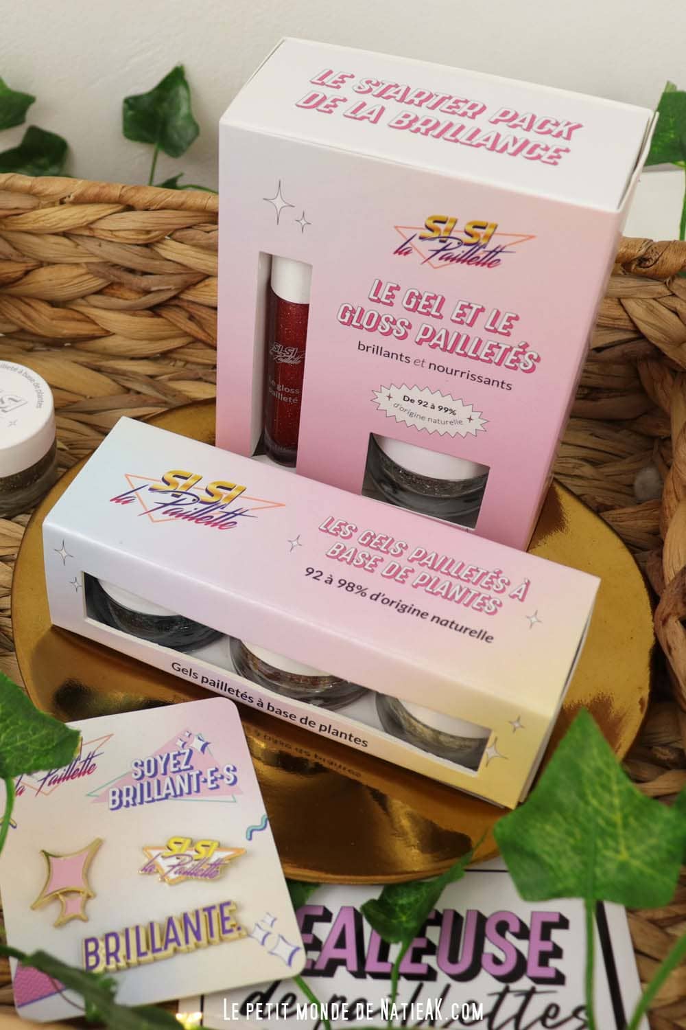 produits avec pailletés pour visage, corps et cheveux