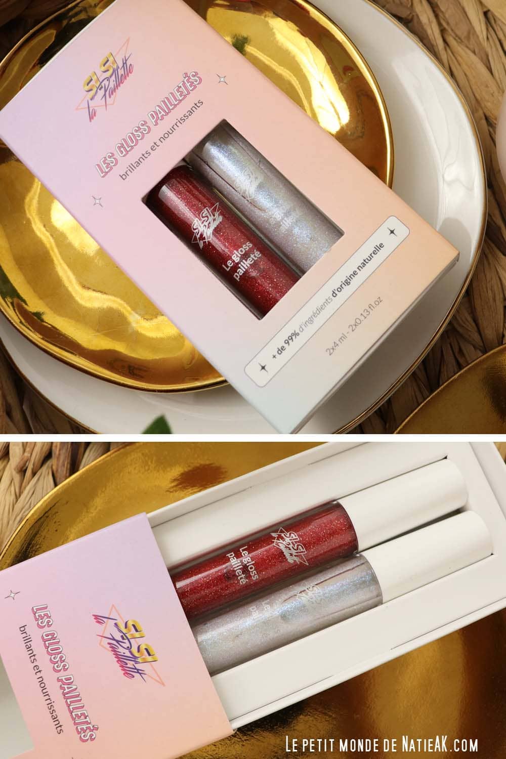 Maquillage de fête gloss pailletés nourrissants naturels Si si la paillette