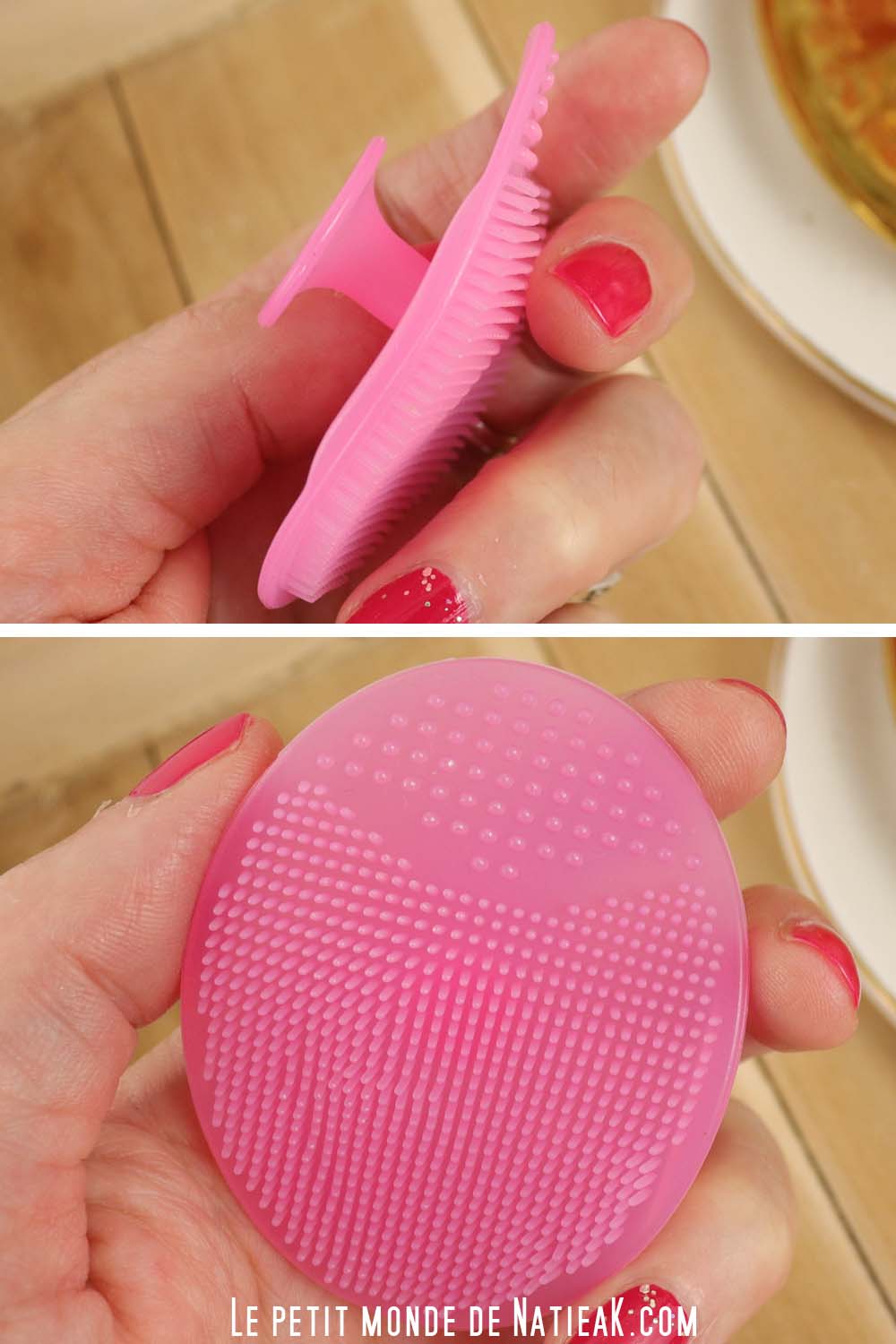 Charlotte BIO Maquillage Green Brosse visage rose à picot souple en silicone