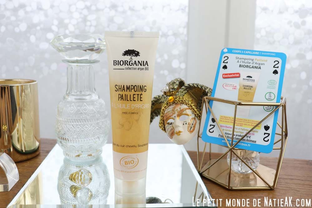 Biotyfull Box Février 2024 shampoing pailleté bio sans silicone Biorgania