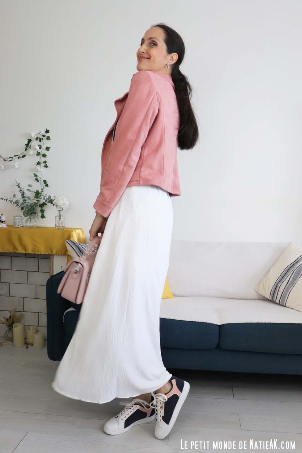 robe été avec perfecto Rose en suédine ultra confortable