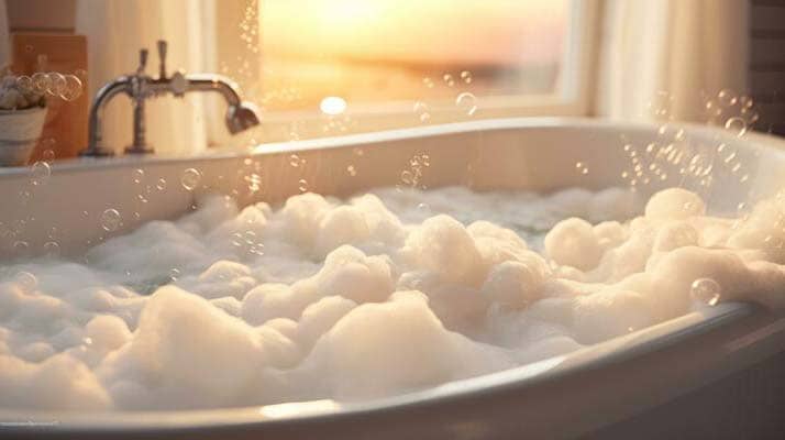bain moussant avec produit naturel pour se relaxer