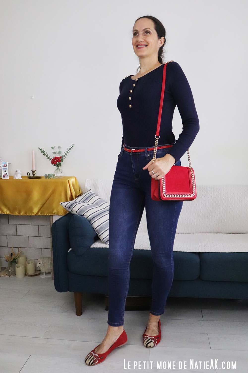 Jean taille haute push-up Jade en denim brut – silhouette allongée pour femme