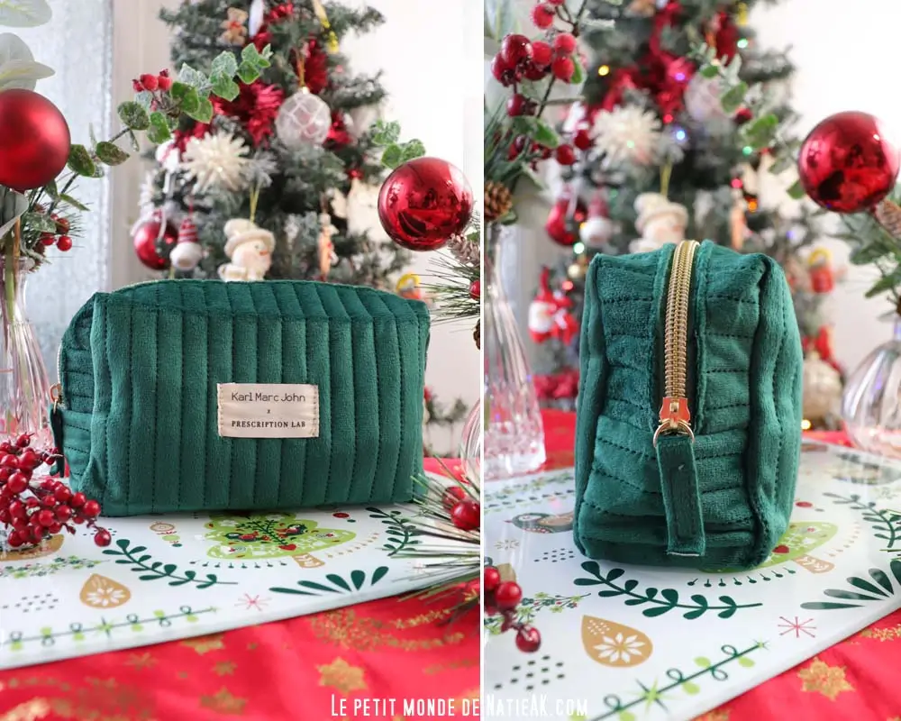 Trousse vert émeraude avec fermeture éclair dorée