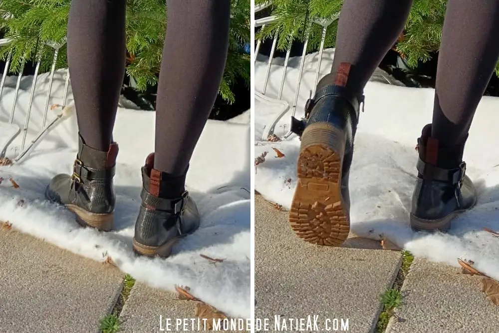 bottines bi matières pour l'hiver pour femme