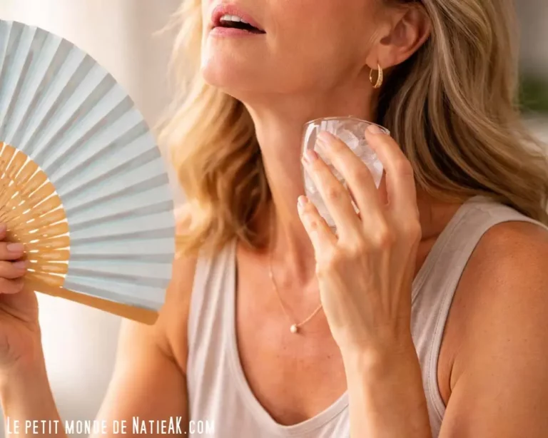 femme qui a une bouffée de chaleur lié à la ménopause