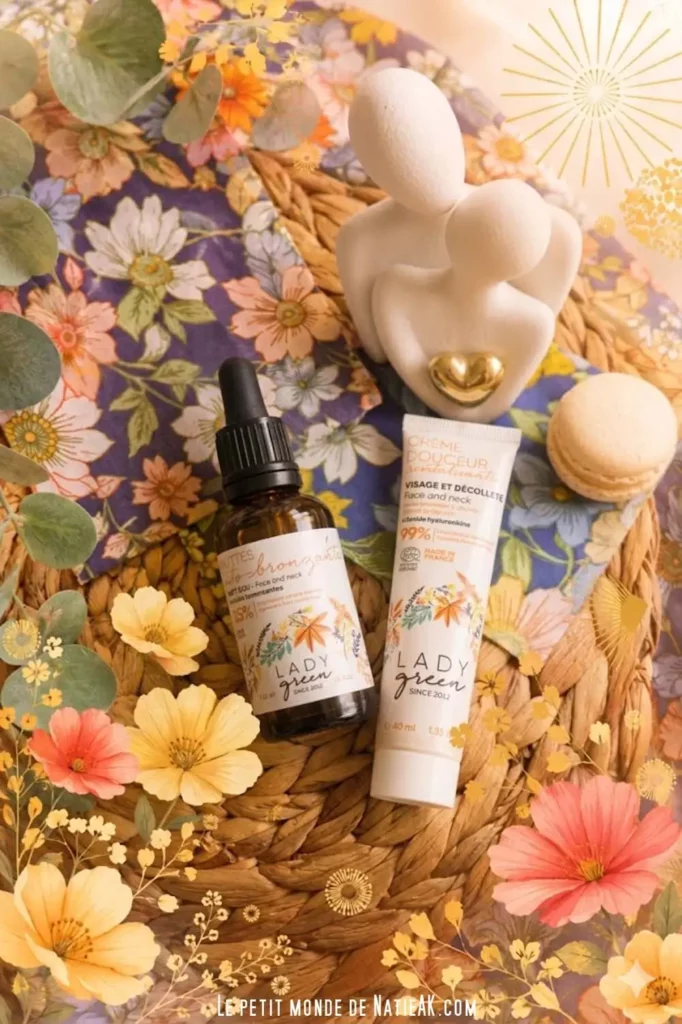 goutte auto bronzantes et crème douce revitalisante Lady Green