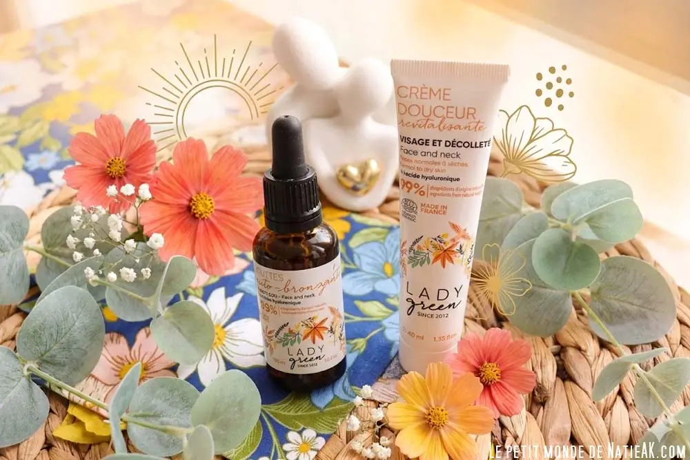 Lady Green soins visage Gouttes auto-bronzante et crème douce revitalisante